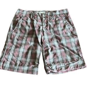 Abercrombie & Fitch Size 0 Plaid Bermuda Shorts with cuffs Preppy Long